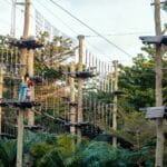 Park linowy wśród zieleni do terenowej przygody
